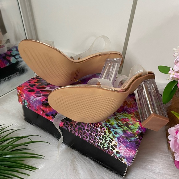 Cape Robbin Clear Chunky High Heels - Rose Gold - Picture 2 of 8